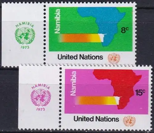 UNO NEW YORK 1973 Mi-Nr. 260/61 TAB ** MNH