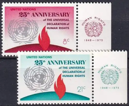 UNO NEW YORK 1973 Mi-Nr. 262/63 TAB ** MNH