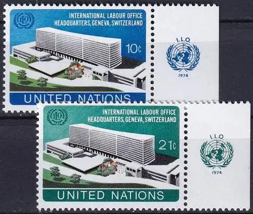 UNO NEW YORK 1974 Mi-Nr. 264/65 TAB ** MNH