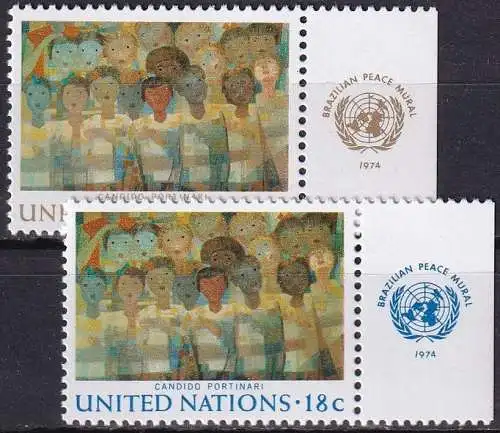 UNO NEW YORK 1974 Mi-Nr. 267/68 TAB ** MNH