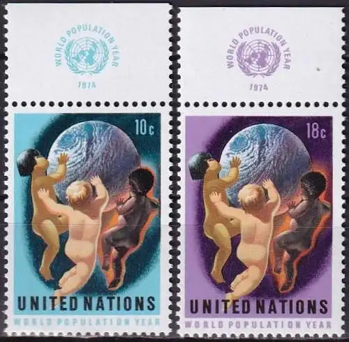 UNO NEW YORK 1974 Mi-Nr. 275/76 TAB ** MNH