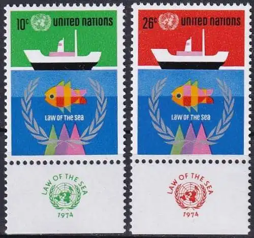 UNO NEW YORK 1974 Mi-Nr. 277/78 TAB ** MNH
