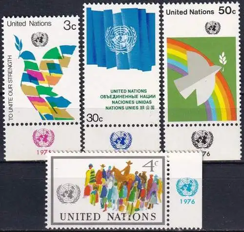 UNO NEW YORK 1976 Mi-Nr. 289/92 TAB ** MNH