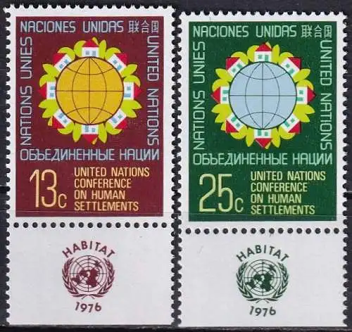 UNO NEW YORK 1976 Mi-Nr. 297/98 TAB ** MNH