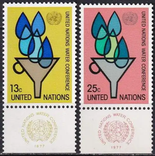 UNO NEW YORK 1977 Mi-Nr. 305/06 TAB ** MNH