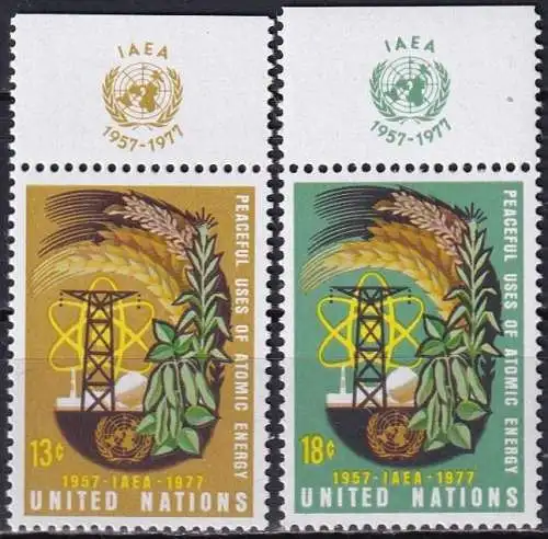 UNO NEW YORK 1977 Mi-Nr. 313/14 TAB ** MNH