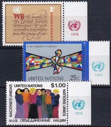 UNO NEW YORK 1978 Mi-Nr. 315/17 TAB ** MNH