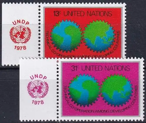 UNO NEW YORK 1978 Mi-Nr. 326/27 TAB ** MNH
