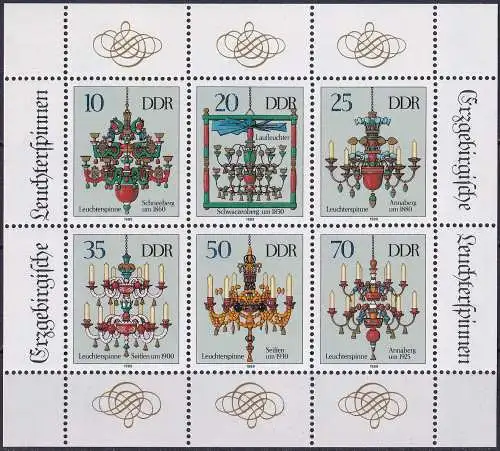 DDR 1989 Mi-Nr. 3289/94 Kleinbogen ** MNH