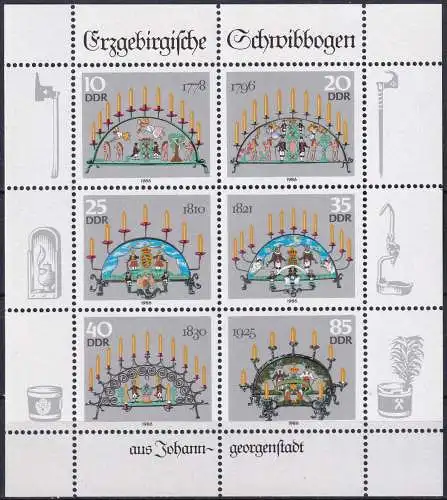 DDR 1986 Mi-Nr. 3057/62 Kleinbogen ** MNH