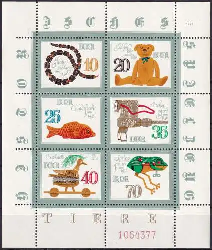 DDR 1981 Mi-Nr. 2661/68 ndgz Kleinbogen ** MNH