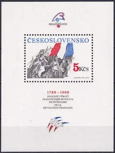 TSCHECHOSLOWAKEI 1989 Mi-Nr. Block 93 ** MNH