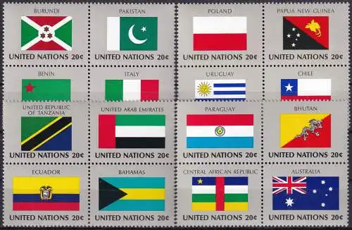 UNO NEW YORK 1984 Mi-Nr. 448/63 Viererblocks ** MNH