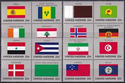 UNO NEW YORK 1988 Mi-Nr. 553/68 Viererblocks ** MNH