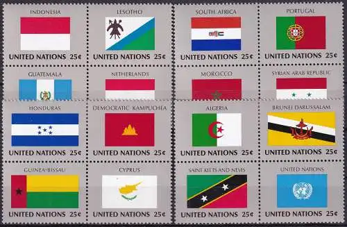 UNO NEW YORK 1989 Mi-Nr. 579/94 Viererblocks ** MNH