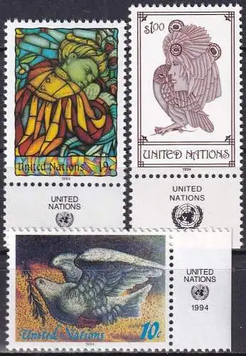 UNO NEW YORK 1994 Mi-Nr. 668/70 TAB ** MNH