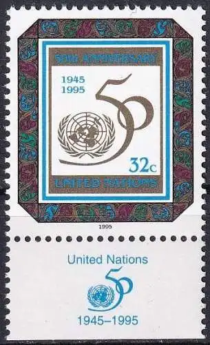 UNO NEW YORK 1995 Mi-Nr. 679 TAB ** MNH