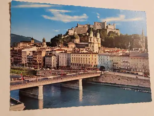 Festspielstadt Salzburg - Staatsbrücke mit Festung und Salzach