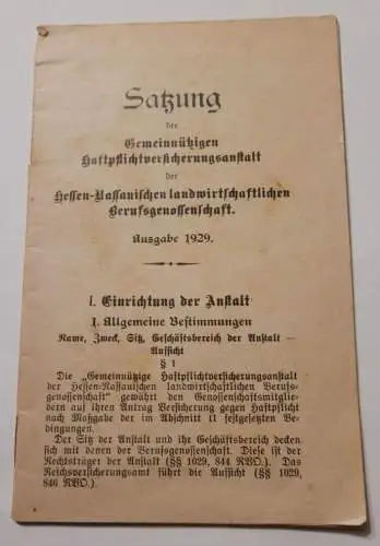 Satzung der Gemeinnützigen Haftpflichtversicherungsanstalt 1929
