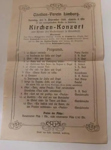 Cäcilien Verein Limburg - Kirchen Konzert 1906