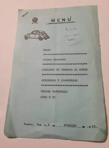 Mexiko VW Werk Menu