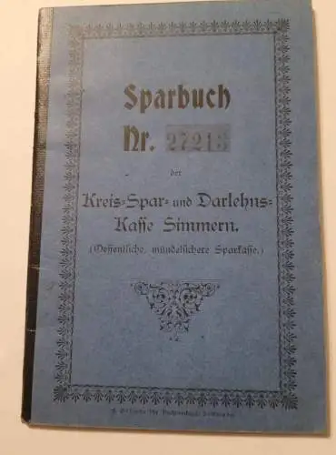 Sparbuch - Simmern 1914