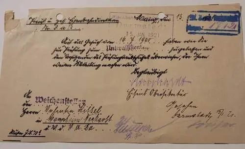 Eisenbahn Darmstadt - Brief .- 1921