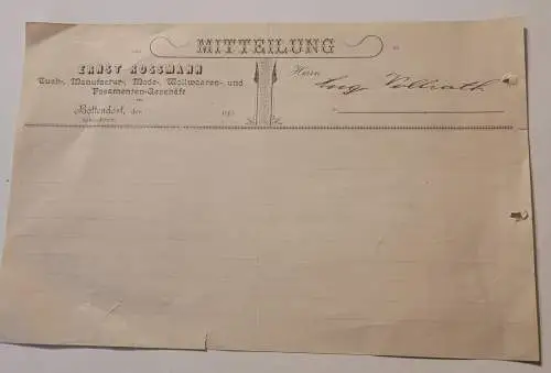 Rechnung - Ernst Rossmann - Bottendorf - 1909