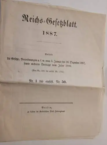 Reichs Gesetzblatt 1887