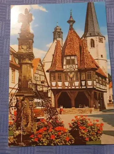 Michelstadt / Odw. Marktplatz mit Rathaus und Michelsbrunnen