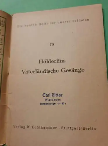 Hölderlins Vaterländische Gesänge - 1944