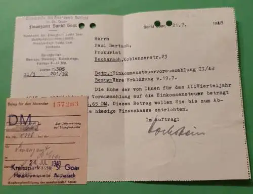 Finanzamt Koblenz - Dienststelle St. Goar - 1948