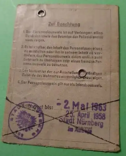 Ungültiger Personalausweis - 1953