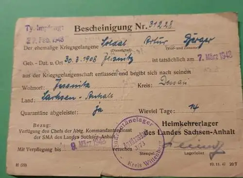 Impfbescheinigung 1948