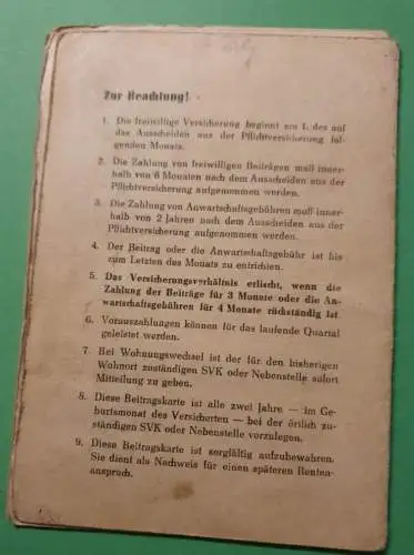 Beitragskarte - 1954