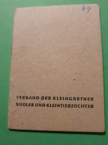 Verband der Kleingärtner ... Mitgliedsbuch