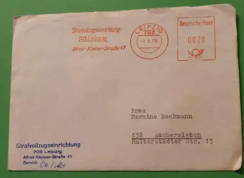 Umschlag - Stempel Strafvollzugsanstallt Leipzig - 1976