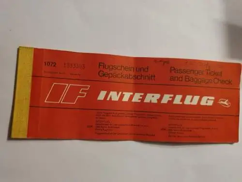 Interflug Ticket - Budapest - 1975
