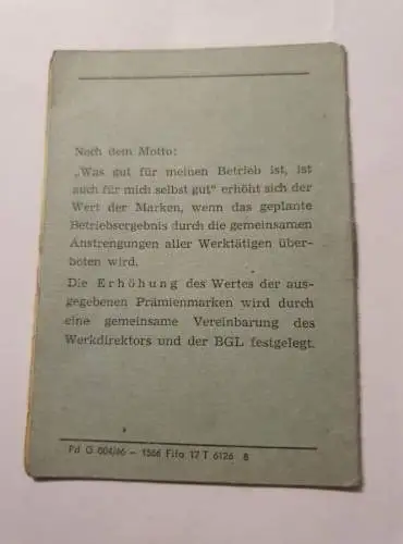 Prämien Sparbuch 1967