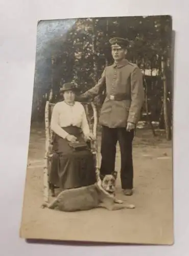 Soldat mit Frau und Hund - Feldpost