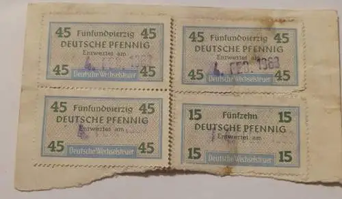 4 x 45 Deutsche Pfennig - Deutsche Wechselsteuer