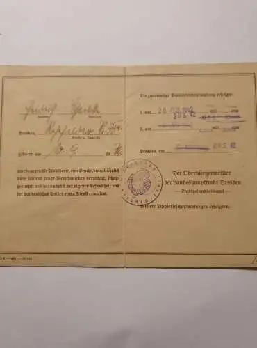 Bescheinigung über erfolgte Diphtherie Schutzimpfung - 1942