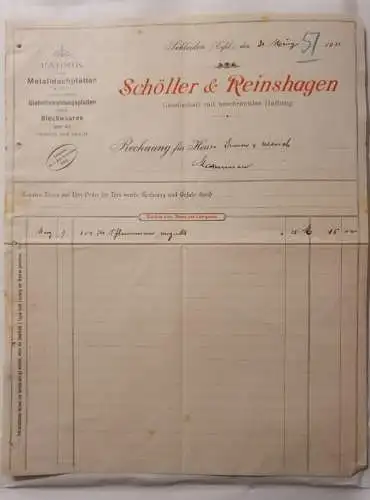 Schöller & Reinshagen - Rechnung - 30 März 1911