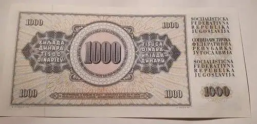 1000 Dinara - Jugoslawien