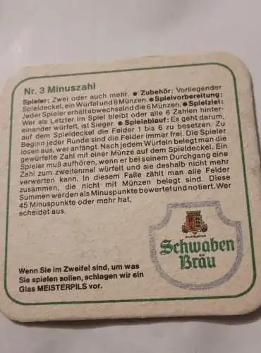 Bierdeckel - Schwaben Bräu - Spiel Nr. 3 Minuszahl