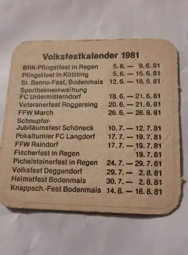 Bierdeckel - Bürgerbräu - Volksfestkalender 1981