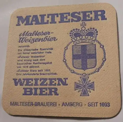 Bierdeckel - Malteser Brauerei Amberg