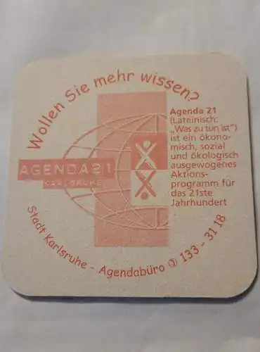 Bierdeckel - Agenda 21 - Karlsruhe