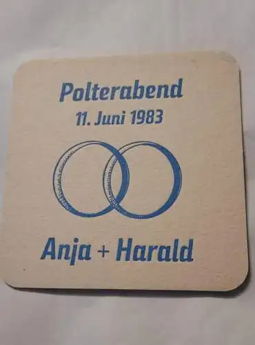 Bierdeckel - Gatzweilers Alt - Polterabend 11.Juni 1983 Anja + Harald