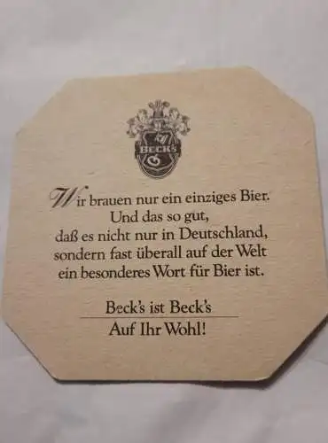 Bierdeckel - Becks - Edle Trinkgefäße